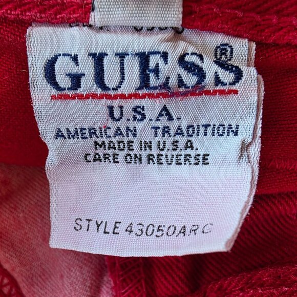 Vintage Guess Womens 31 Jeans High Rise Red Denim Barrel Mom Made In USA 1990s - Picture 10 of 12